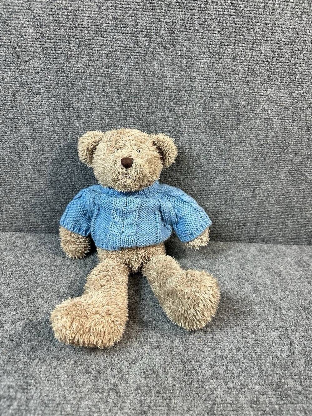 Teddy-Hermann Plush Teddy Bear 11” with Blue Sweater Germany – Used